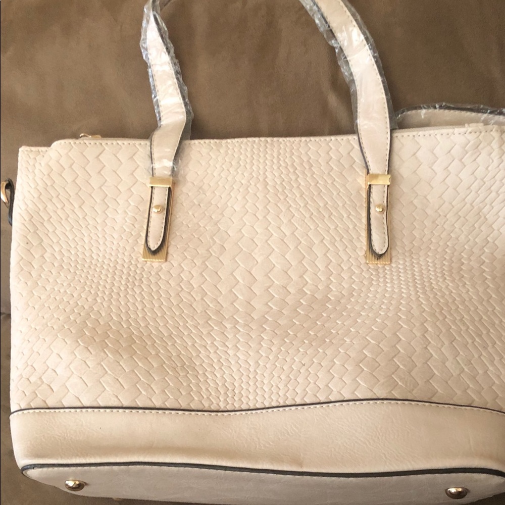 Cream leather handbag